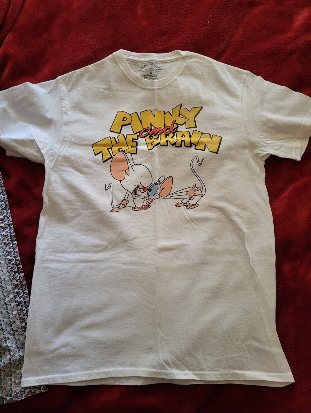 Pinky and the Brain White Graphic Tee~Unisex Size Medium~NWOT.